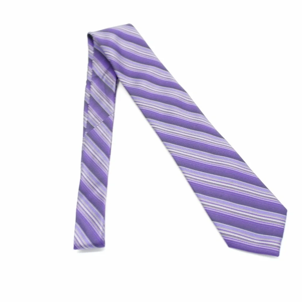 Kenneth Cole Awearness Purple‎ Striped Silk Tie Woven Skinny